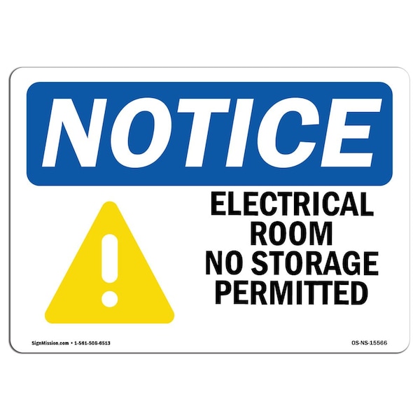 Sign, 3.5" H, Electrical Room No Storage Permitted Sign, Landscape, NS-D-35-L-15566-10PK